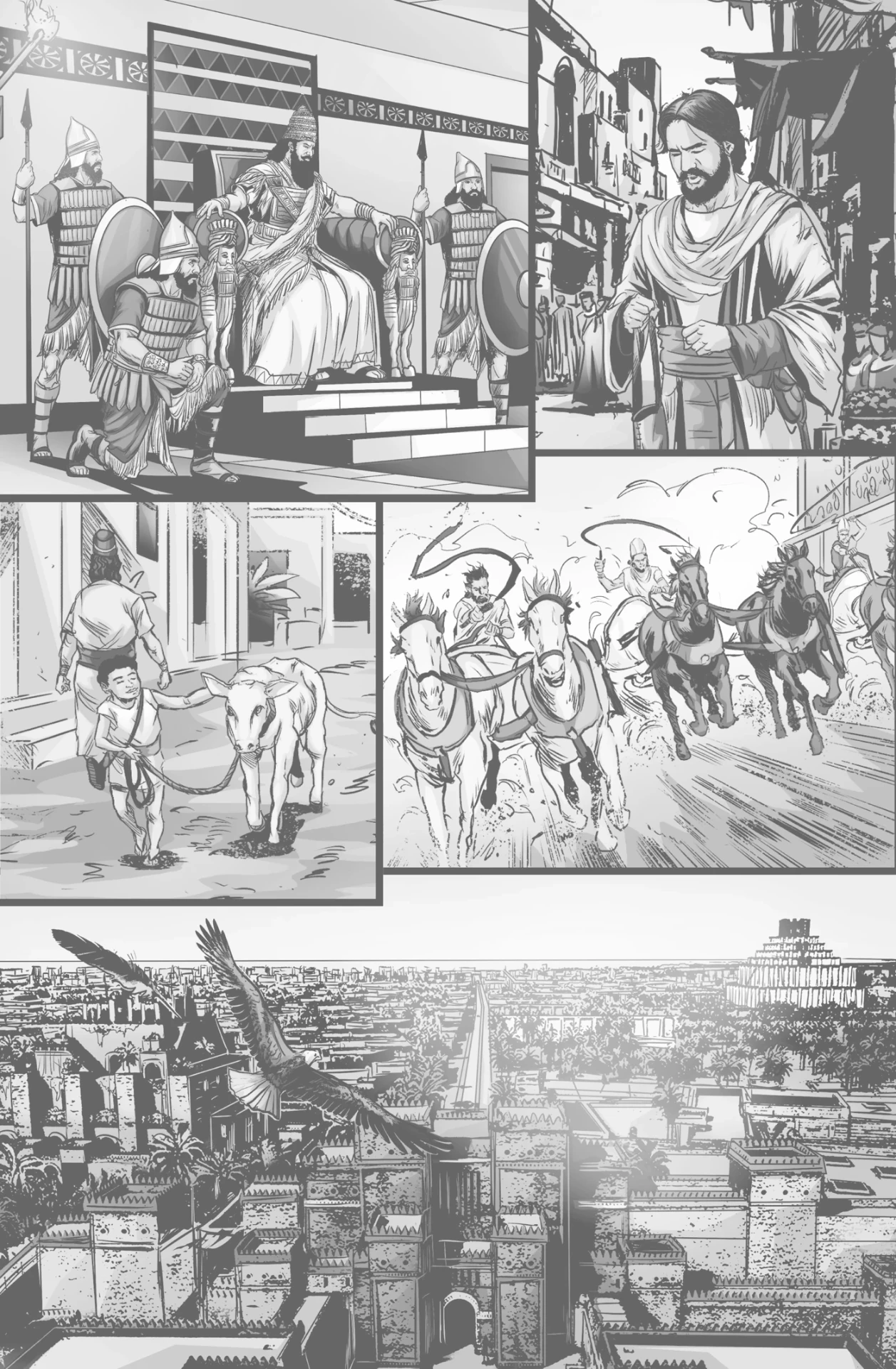 Human-created illustration artwork from The Richest Man in Babylon Graphic Novel