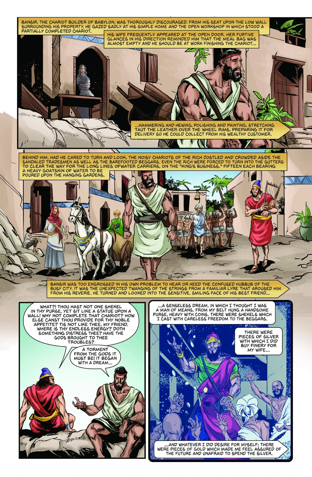 Interior illustrated page from The Richest Man in Babylon Graphic Novel